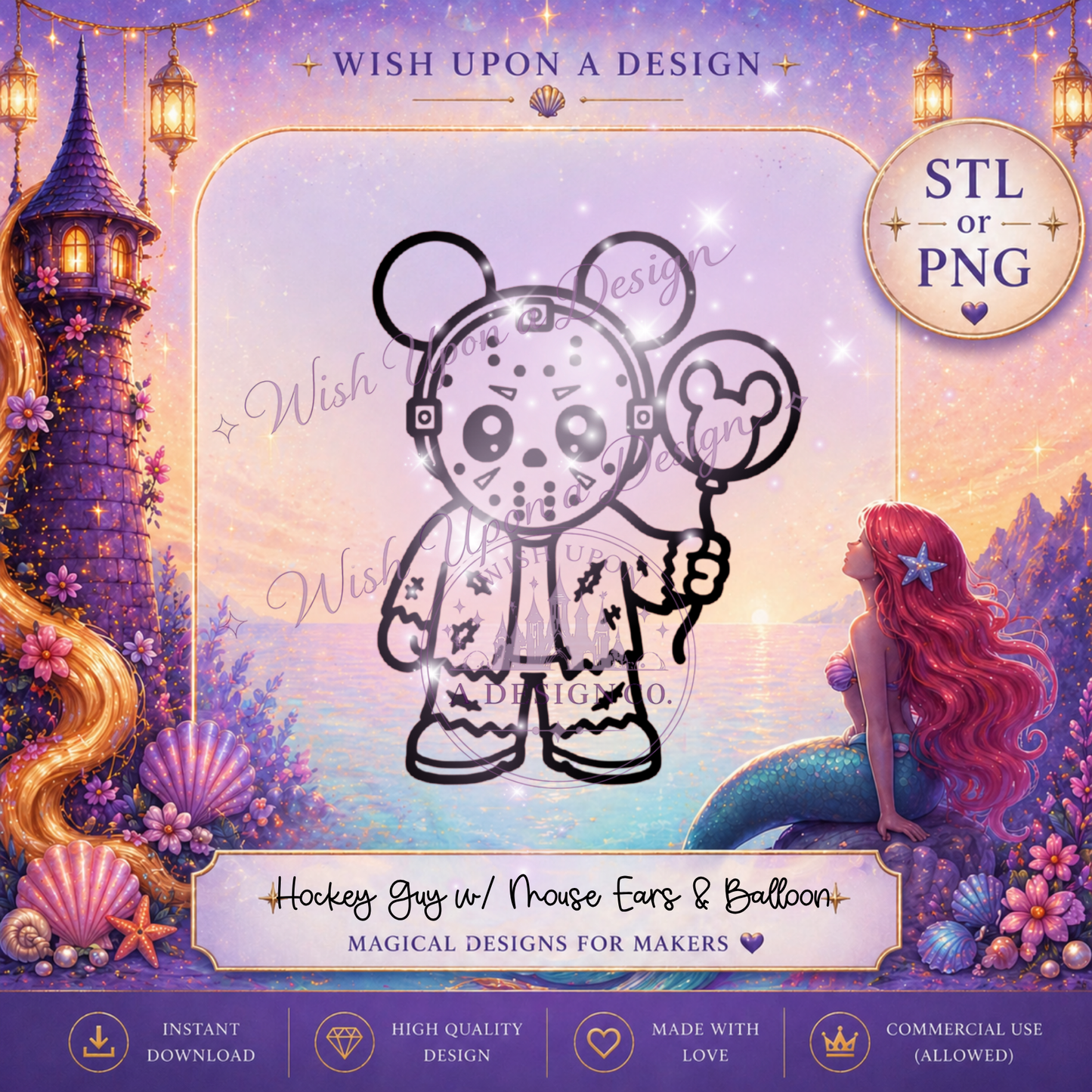 Hockey Guy with Mouse Ears | PNG Digital Design