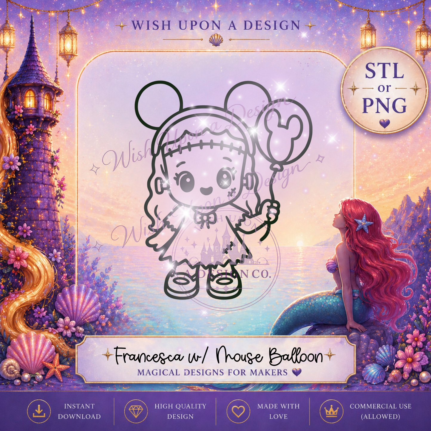Francesca with Mouse Balloon | PNG Digital Design