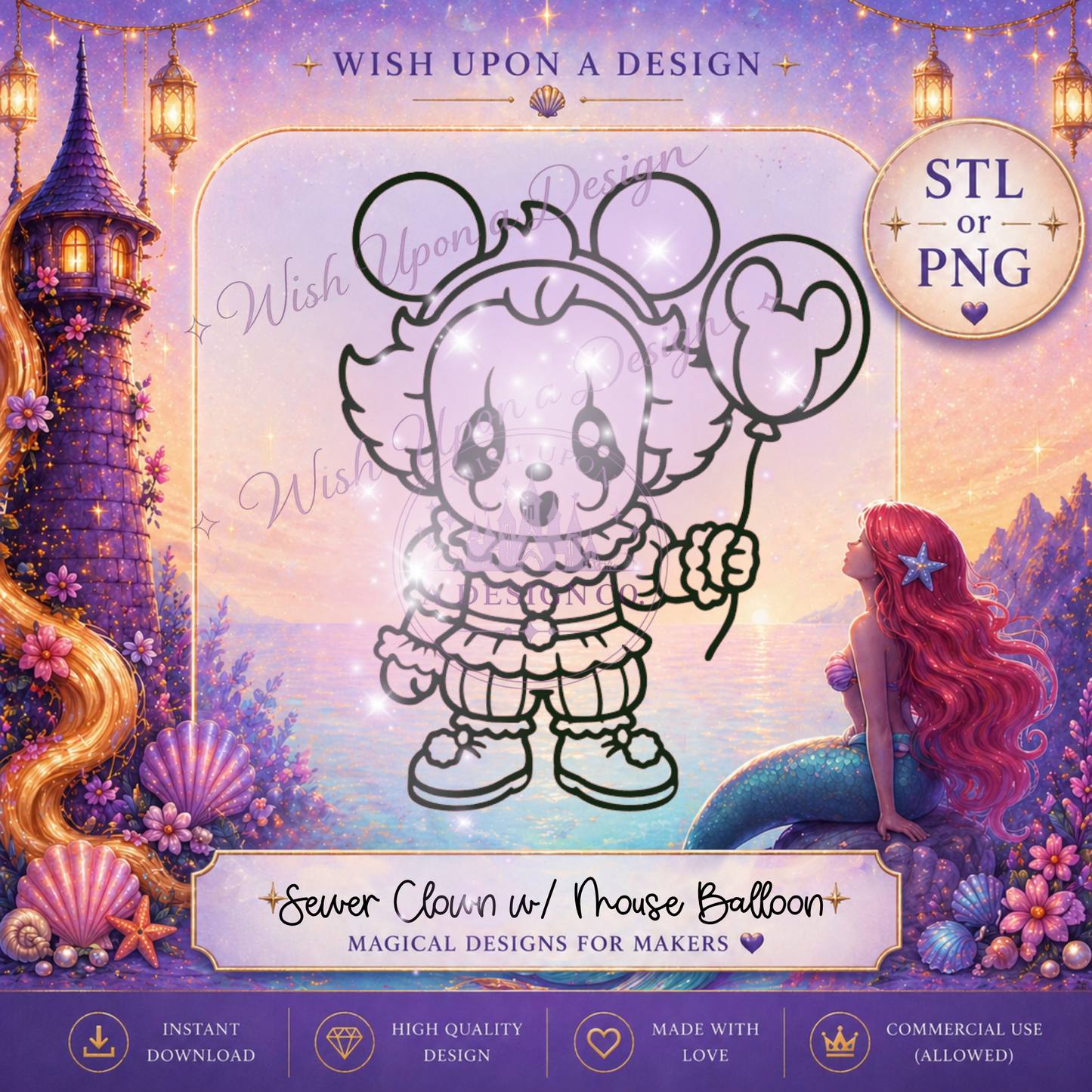 Sewer Clown w/ Mouse Balloon | PNG Digital Design