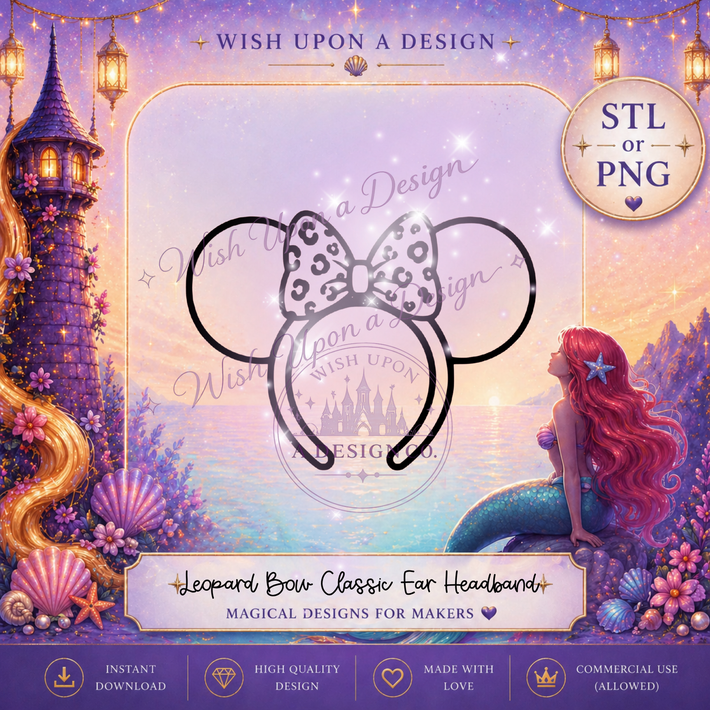 Leopard Bow Classic Ear Headband | PNG Digital Design