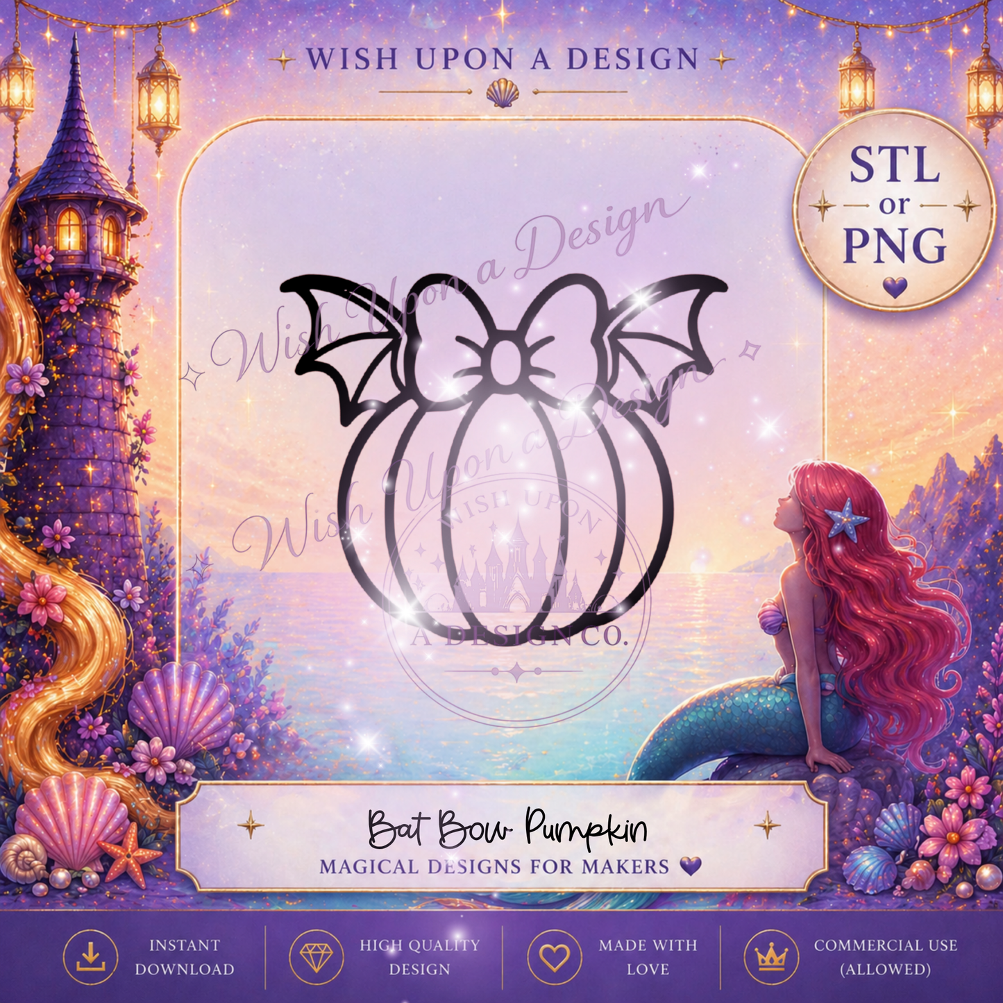 Bat Bow Pumpkin PNG Digital Design