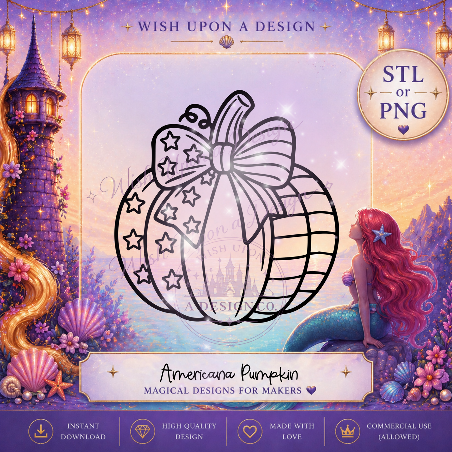 Americana Pumpkin PNG Digital Design