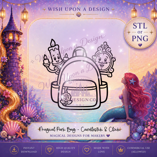 Candlestick & Clock Magical Park Bag | PNG Digital Design