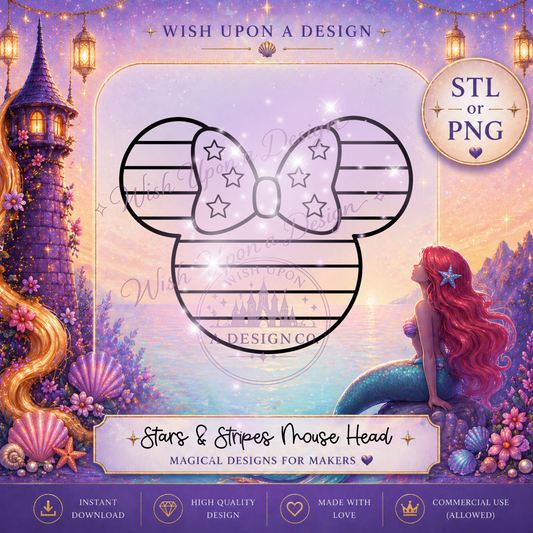 Stars & Stripes Mouse Head | PNG Digital Design