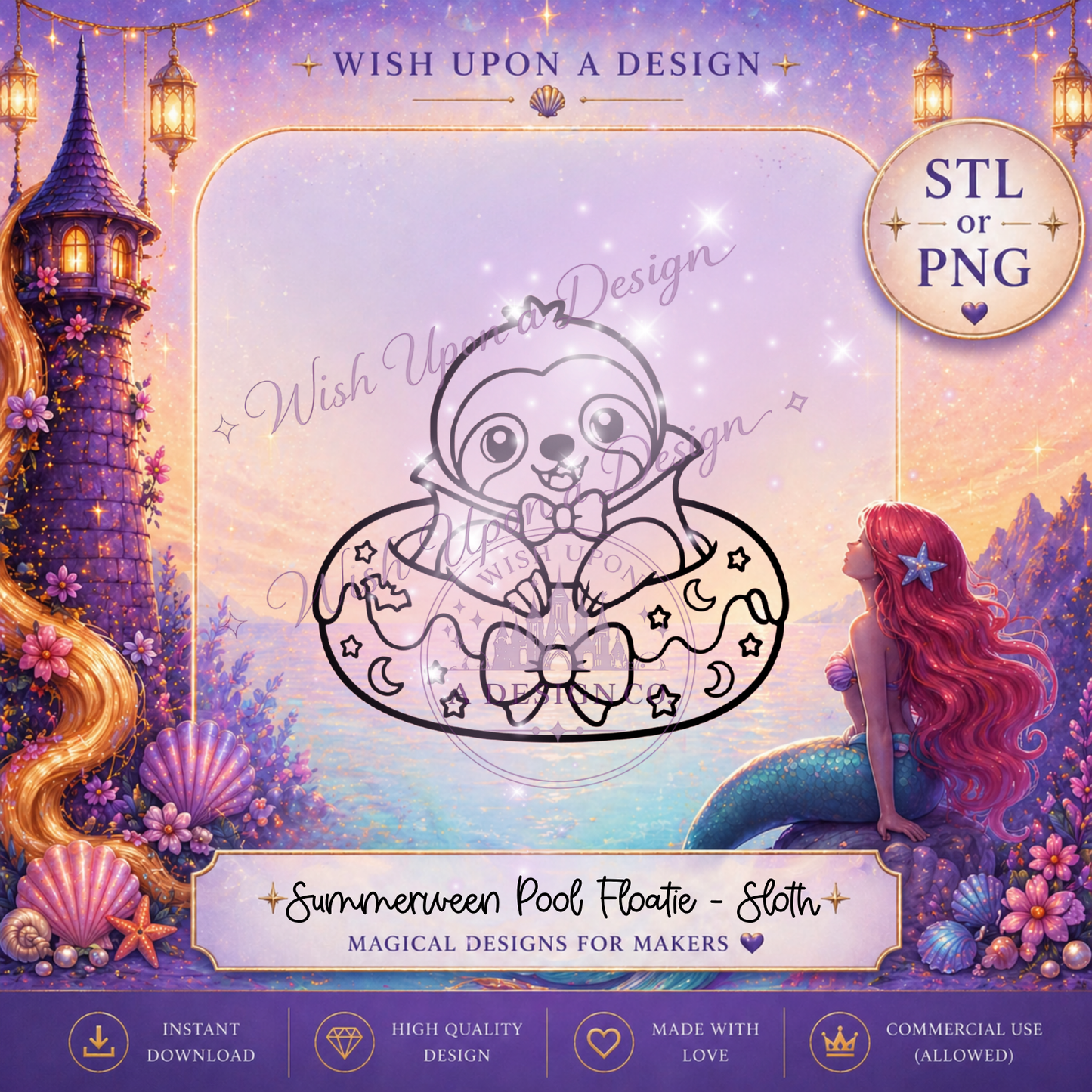 Summerween Pool Floatie - Sloth | PNG Digital Design