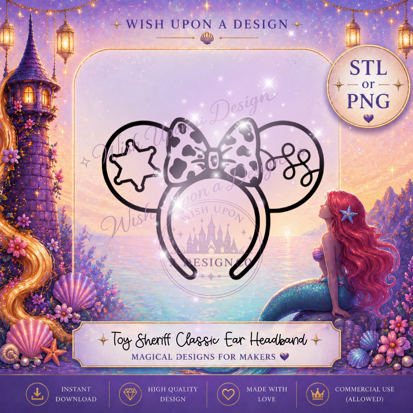 Toy Sheriff Classic Ear Headband | PNG Digital Design