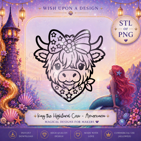 Kay the Highland Cow - Americana | PNG Digital Design