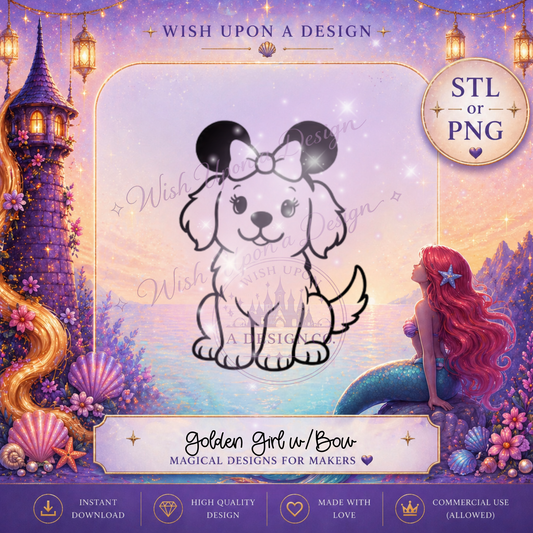Golden Girl with Bow | PNG Digital Design
