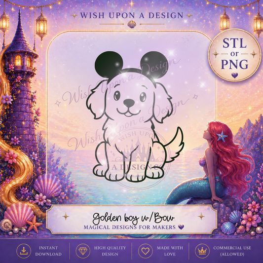 Golden Boy with Bow | PNG Digital Design