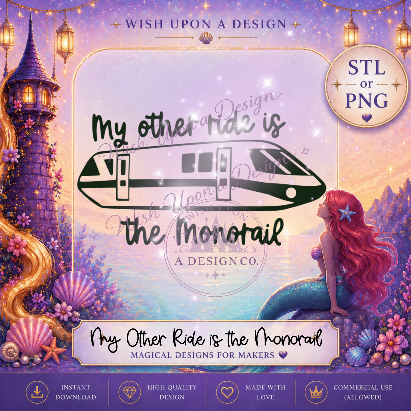 My Other Ride is the Monorail | Magical Rail PNG Design