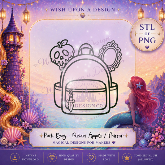 Villain Park Bag | Poison Apple + Mirror PNG Digital Design