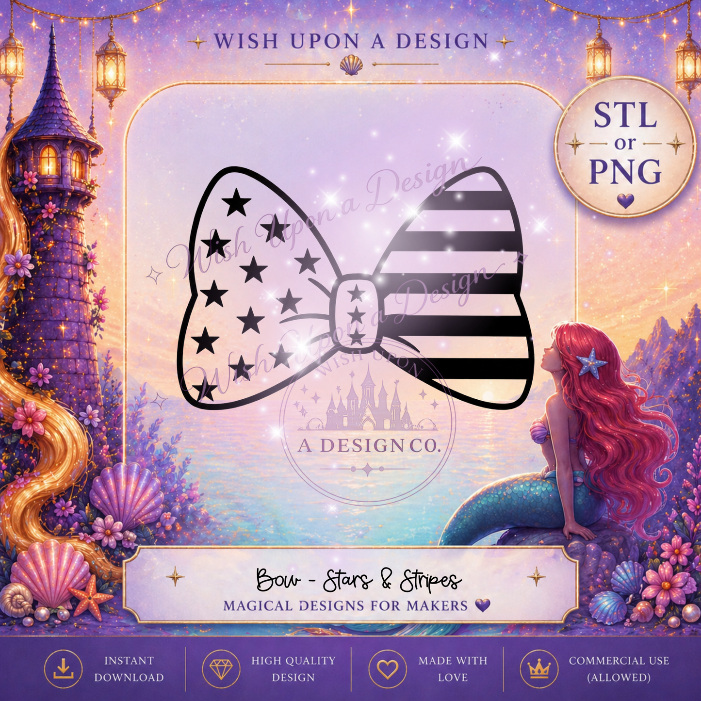 Stars & Stripes Bow | PNG Digital Design